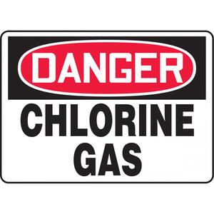 "Chlorine Gas" Sign - Aluminum, 7", 10", Bolt-On, English, Chemicals and Hazardous Materials, Danger; Chlorine Gas