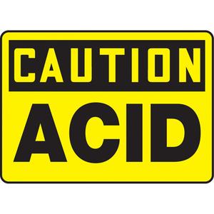 "Acid" Sign - Plastic, 10", 14", Bolt-On, English, Chemicals and Hazardous Materials, Caution; Acid