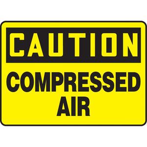 "Compressed Air" Sign - Plastic, 10", 14", Bolt-On, English, Chemicals and Hazardous Materials, Caution; Compressed Air