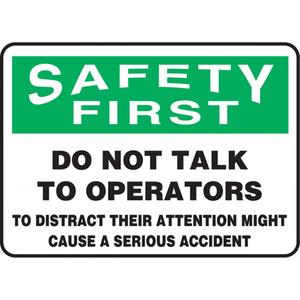 "Do Not Talk To Operators" Sign - Aluminum, 10", 14", Bolt-On, English, Safety Incentive and Motivational