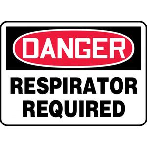 "Respirator Required" Sign - Aluminum, 10", 14", Bolt-On, English, Personal Protection, Danger; Respirator Required