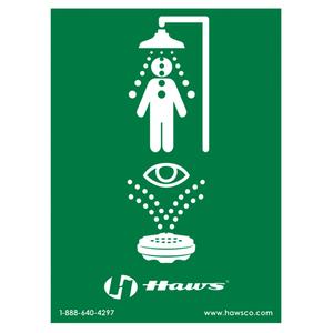 Emergency Shower/Eyewash Sign - Plastic, 24", 18", Bolt-On, Pictogram, First Aid, N/A