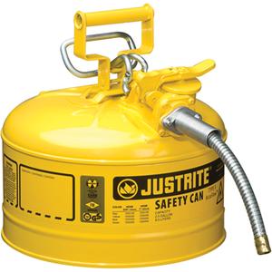 AccuFlow™ Safety Cans - Steel, 2.5 US gal., Yellow, Blue, Green, II, FM Approved/UL/ULC Listed, 5/8", 11 3/4" Dia. x 12" H, 10 Years