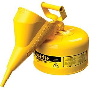 Safety Cans - Steel, 2 US gal., Yellow, Blue, Green, I, FM Approved/UL/ULC Listed, With Funnel, 9 1/2 x 13 3/4, 10 Years