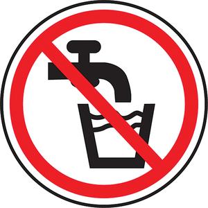 Non-Potable Water CSA Standard Safety Sign - Plastic, Aluminum, 12", 12", Bolt-On, Pictogram, Chemicals and Hazardous Materials/Housekeeping and Hygiene, Do Not Drink Pictogram