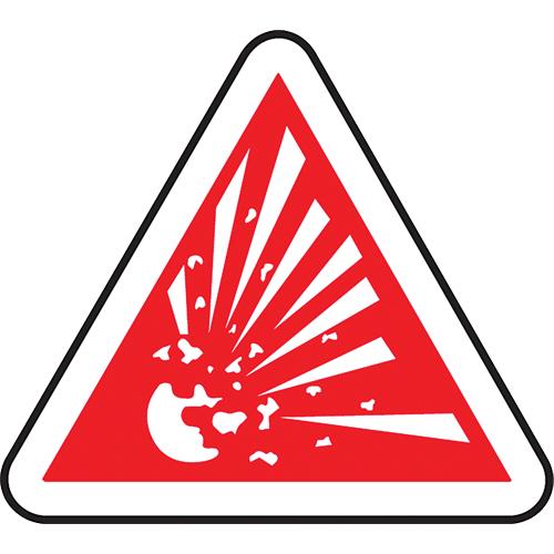 Explosive CSA Standard Safety Sign - Plastic, Aluminum, 6", 6", Bolt-On, Pictogram, Chemicals and Hazardous Materials, Explosive Pictogram