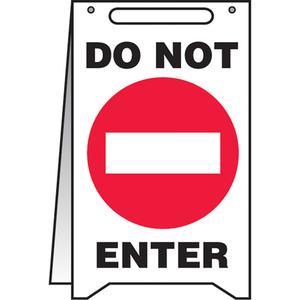 "Do Not Enter" Fold-Ups™ Sign - 20", English with Pictogram, Plastic, Upright, Do Not Enter with Pictogram, 12"