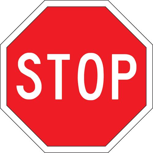 "Stop" Traffic Sign - Aluminum, 24", 24", Bolt-On, English with Pictogram, Traffic, Stop
