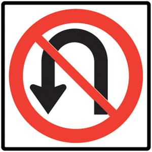No U-Turns Traffic Sign - Aluminum, 24", 24", Bolt-On, Pictogram, Traffic, No U-Turns Pictogram