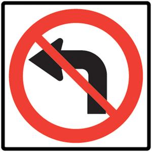 No Left Turns Traffic Sign - Aluminum, 24", 24", Bolt-On, Pictogram, Traffic, No Left Turns Pictogram