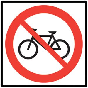 No Bicycles Traffic Sign - Aluminum, 24", 24", Bolt-On, Pictogram, Traffic, No Bicycles Pictogram