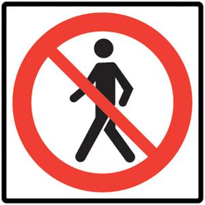 No Pedestrians Traffic Sign - Aluminum, 24", 24", Bolt-On, Pictogram, Traffic, No Pedestrians Pictogram