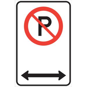 No Parking Traffic Sign with Directional Arrows - Aluminum, 12", 18", Bolt-On, Pictogram, Traffic, No Parking & Arrow Pictogram