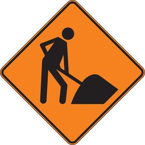 Men at Work Traffic Sign - Aluminum, 24", 24", Bolt-On, Pictogram, Traffic, Construction Pictogram