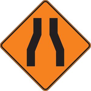 Narrow Road Traffic Sign - Aluminum, 24", 24", Bolt-On, Pictogram, Traffic, Merge Pictogram