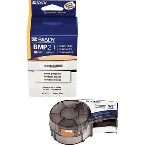 Label Tape - Polyester, White/Black, 252", 0.375", BMP®21