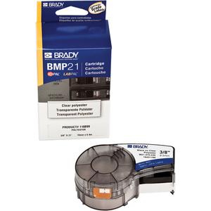 Label Tape - Polyester, Clear/Black, 252", 0.375", BMP®21