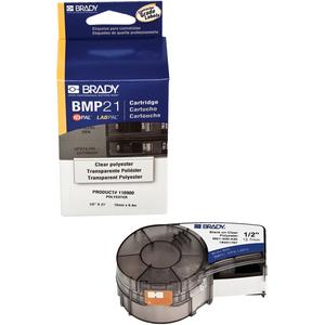 Label Tape - Polyester, Black on Clear, 252", 0.5", BMP®21