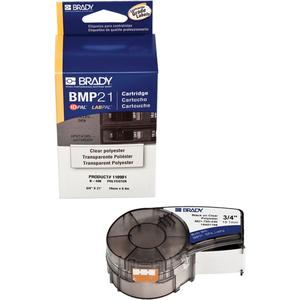 Label Tape - Polyester, Black on Clear, 252", 0.75", BMP®21