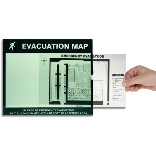 Evacuation Map Holders - Plastic, 15", 17-1/2", Adhesive, French with Pictogram, Fire and Emergency, Carte d'évacuation, 11" x 17" - Image 3