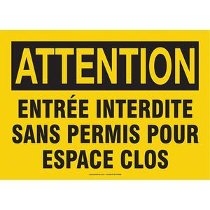 "Espace Clos" Sign - Aluminum, 7", 10", Bolt-On, French, Confined Space