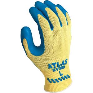 Atlas® Grip KV300 Gloves - Large/9, Small/7, Medium/8, X-Large/10, 10, Kevlar®, Rubber Latex, Dipped Palm, ANSI/ISEA 105 Level 3/EN 388 Level C, EN 388 Level 3/ANSI/ISEA 105 Level 4, EN 388 Level 4, EN 388 Level 3/ANSI/ISEA 105 Level 5