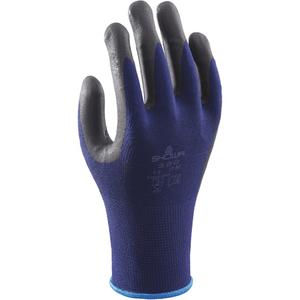 Atlas 380 Coated Gloves - Large/8, Small/6, Medium/7, X-Large/9, Non-Knit, Cotton, Foam Nitrile, Dipped Palm, Unlined, Pair, Blue/Black