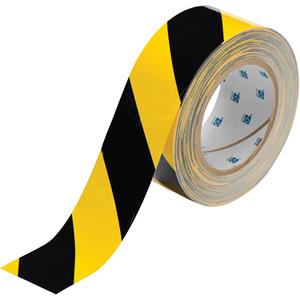 ToughStripe® Floor Marking Tape - Black and Yellow, Polyester, 2", 100'