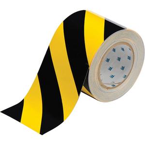 ToughStripe® Floor Marking Tape - Black and Yellow, Polyester, 4", 100'