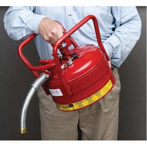 D.O.T. AccuFlow™ Safety Cans - Steel, 2.5 US gal., 5 US gal., Red, II, FM Approved, 1", 11-3/4 x 13