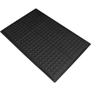 Rejuvenator® Connect No. 502 for Single Workstation - 2', 3', 5/8", Black, Polyurethane, Dry, Solid, Waffle, Anti-Fatigue Mat