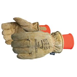 SnowForce™ Brown Freezer Glove - One Size, Thinsulate™, Grain Cowhide, Knit Wrist, Cotton, Pair