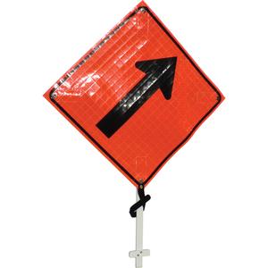 Right Diagonal Arrow Pole Sign - Vinyl, 24", 24", Bolt-On, Pictogram, Traffic/Construction, Right Diagonal Arrow Pictogram