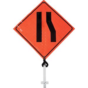 Narrow Road Pole Sign - Vinyl, 24", 24", Bolt-On, Pictogram, Traffic/Construction, Narrow Road Pictogram