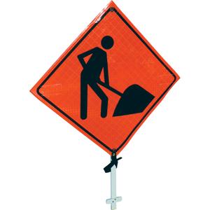 Men At Work Pole Sign - Vinyl, 24", 24", Bolt-On, Pictogram, Construction, Men at Work Pictogram