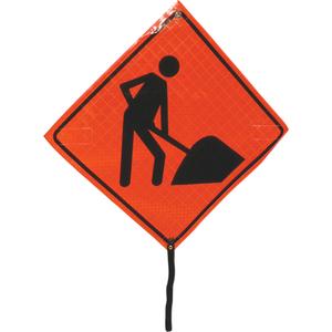 Men At Work Rolled Sign - Vinyl, 24", 24", Bolt-On, Pictogram, Construction, Men at Work Pictogram
