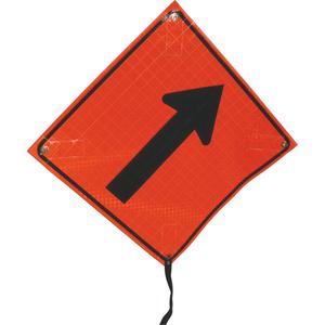 Right Diagonal Arrow Rolled Sign - Vinyl, 24", 24", Bolt-On, Pictogram, Traffic/Construction, Right Diagonal Arrow Pictogram
