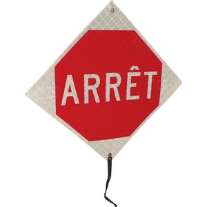 "Arrêt" Rolled-Up Traffic Sign - Vinyl, 24", 24", Bolt-On, French, Traffic/Construction, Arrêt Pictogram