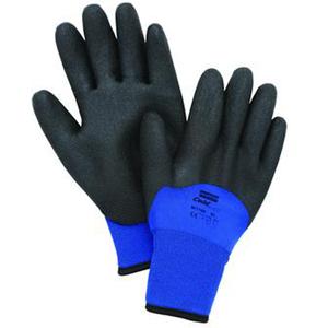North® Northflex™ Cold Grip™ Gloves - X-Large, Medium, Large, 2X-Large, 15, Nylon, PVC, 3/4 Dipped, 12, Knit, Black/Blue