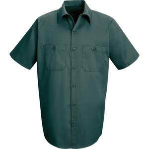 Industrial Solid Work Shirts - Poly-Cotton, Small, Medium, Large, X-Large, 2X-Large, 3X-Large, 4X-Large, 5X-Large, Green, Men's, Short Sleeve