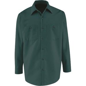 Industrial Solid Work Shirts - Poly-Cotton, Small, Medium, Large, X-Large, 2X-Large, 3X-Large, 4X-Large, Green, Men's, Long Sleeve