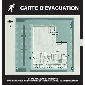 Evacuation Map Holder - Plastic, 11-1/2", 12", Adhesive, French with Pictogram, Fire and Emergency, Carte D'Évacuation