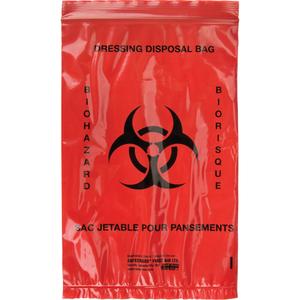 Hazardous Waste Bags - Infectious Waste, 9", 6", Red, 25, Regular