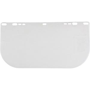 F20 Clear Flat Faceshield - 8", 15-1/2", 0.04", Polycarbonate, Clear, ANSI Z87+, 15 1/2" W x 8" L x 0.04" D, Unbound