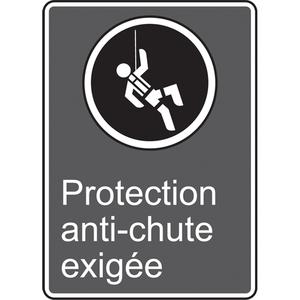 Protection anti-chute exigée CSA Standard Safety Sign - Aluminum, 14", 10", Bolt-On, French with Pictogram, Personal Protection, Protection Anti-Chute Exigée w/Pictogram