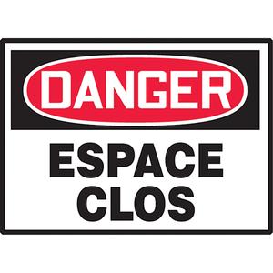 "Espace clos" Sign - Vinyl, 3-1/2", 5", Adhesive, French, Confined Space, Danger; Espace Clos