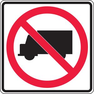 No Trucks Traffic Sign - Aluminum, 24", 24", Bolt-On, Pictogram, Traffic/Industrial Traffic, No Trucks Pictogram