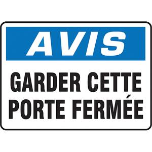 "Porte fermée" Sign - Vinyl, 7", 10", Adhesive, French, Housekeeping and Hygiene, Avis; Garder Cette Porte Fermée