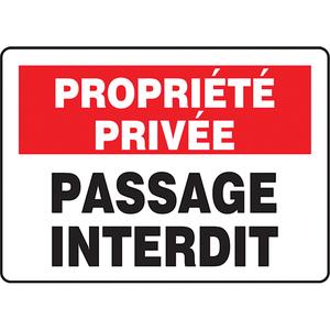 "Passage interdit" Sign - Plastic, 10", 14", Bolt-On, French, Traffic, Propriété Privée; Passage Interdit