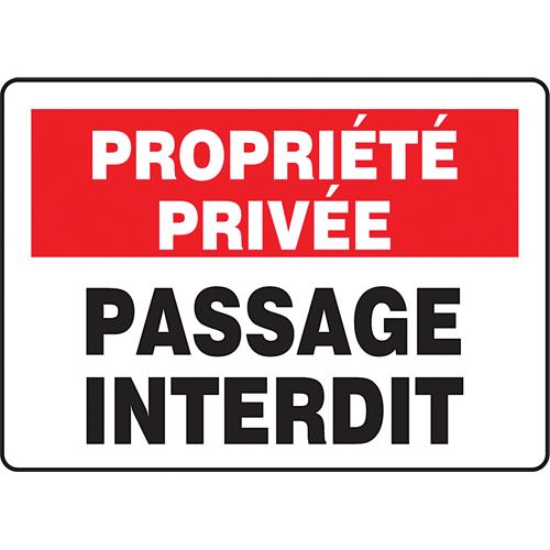 "Passage interdit" Sign - Plastic, 10", 14", Bolt-On, French, Traffic, Propriété Privée; Passage Interdit